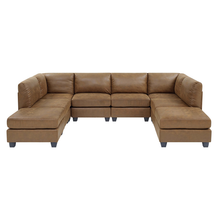 Wayfair brown deals leather sectional